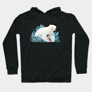 Adorable Polar Bear Animal Loving Cuddle Embrace Children Kid Tenderness Hoodie